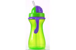 China Green Purple 9oz 290ml Baby Weighted Straw Cup With Handle supplier