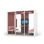 4 Person Soundproof Office Pod White Pink Ventilation Soundproof Meeting Booth for sale