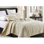 Country Style Leaf Twin Size Quilt , 3Pcs 100% Cotton White Embroidered Quilt for sale