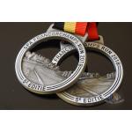 Running Racing Metal Award Medals Cut Out On Design With Strip Ribbon