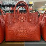 Medium Handfeeling Faux Crocodile Leather Fabric 32x28x15cm Microfiber Red for sale