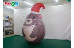 China Custom Portable Pvc Sealed Gray Inflatable Teddy Bear With Xmas Hat Advertising supplier