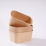 Biodegradable Food Containers Lunch Box Rectangular Rectangle White Disposable Kraft Paper Bowl