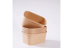 China Biodegradable Food Containers Lunch Box Rectangular Rectangle White Disposable Kraft Paper Bowl supplier