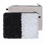 DIY Sublimation Sparkly Sequin Makeup Bag Customized Sequin Cosmetic Bag Blanks for sale