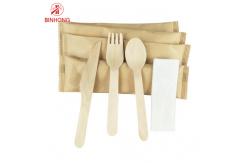 China Disposable Wooden Spoon Fork Knife Biodegradable Wood Tableware Cutlery Set supplier