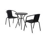 Garden PP Top Table And Wicker Stacking Chair Plastic Seties 3 Set for sale