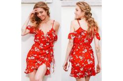China China Clothing Manufacturers Service Womens Slip Custom Red Short Chiffon Flower Dress Mini supplier