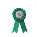 Dark Green Rosette Award Ribbons , Polyester Material Logo Printed Ribbon for sale