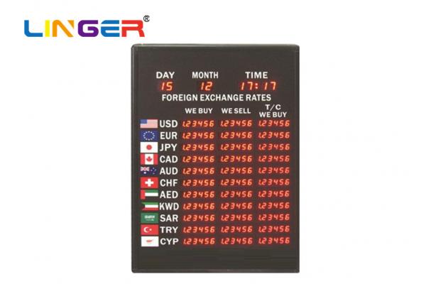 USA Led Exchange Rate Sign / Indoor Electronic Currency Exchange Display