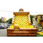 Inflatable Amusement  Park With Golden Rock Climbing Wall , Printed Partern