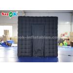 Event Booth Displays Black Two Doors Cube Inflatable Photo Booth With Air Blower Attractive for sale