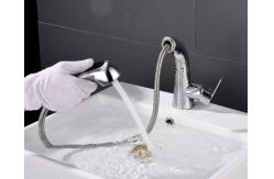 China Simple Pull Out Rotary Hot Cold Bathroom Basin Faucet supplier