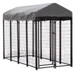 1.5x2M Powder Coated Black Metal Dog Kennel , Welded Wire Fence Dog Kennel for sale