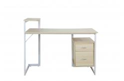 China 2 Storage Drawers Modern Computer Desk White Oak Elegant With Elevated Shelf supplier