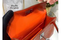 China Orange Crocodile Skin Bag , 19cm Genuine Crocodile Leather Bag supplier