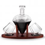 1000ml Diamond Glass Wine Decanter Bottle Lightweight For Red Wine / Whiskey for sale