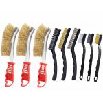 Cleaning Steel Wire Brush Set With Brass And Nylon Bristles Curved Handle for sale