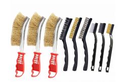China Cleaning Steel Wire Brush Set With Brass And Nylon Bristles Curved Handle supplier