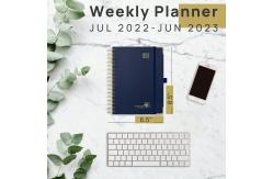 China Weekly Planner Jul. 2023 - Jun. 2023 Navy Blue Hardback Spiral Weekly Planner supplier