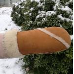 Classic Style Fashion Leather Gloves , Double Face Ladies Fur Lined Mittens for sale