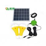 CE ROHS 10W 5V 2pcs*3W Bulb Solar Light Kits With Mono Solar Panel for sale