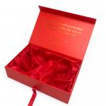 Red Cardboard Gift Boxes Flip Top Rigid Festival With Red Ribbon for sale