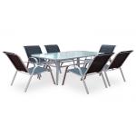 7 Piece Modern Metal Steel Outdoor Patio Dining Tables Chairs Garden Furniture Set for sale