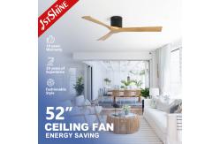 China Residential Wooden Blades Ceiling Fan with 52 Inch Flush Mounting and Remote Control supplier
