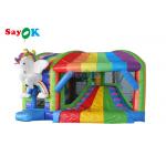Rainbow Kids Inflatable Jumping Castle Unicorn Bouncy Castle With Slide for sale