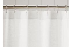 China Customized Pure Linen Ruffle Shower Curtain HandMade White / Gray / Flax supplier