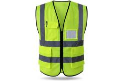 China 100% Polyester High Visibility Fluorescent Reflective Mesh Vest With Pockets Zipper supplier