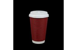 China Compostable Red Coffee Disposable Paper Cusp With Lid For Hot Beverages supplier