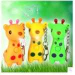 New creative gift product cartoon animal deer led light keychain keyrings with sound for sale