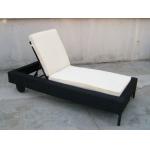 Patio Black Adjustable Rattan Sun Lounger With White Cushion for sale