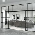 6 - 12mm Thick Customizable Tempered Glass Partition Walls With Door Easy To Install for sale