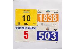China Rectangular Tyvek Race Bib Numbers Screen Printed Durable supplier