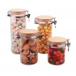 1L 1.35L 1.6L Large Clear High Borosilicate Glass Jar Bamboo Lid Washable Reusable for sale