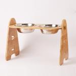 Wooden Pet Feeder Bowls Elevated Cat Dishes With Single Double Bowls for sale