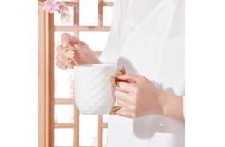 China Coffee Mug With Gold Handle Rough Clay Coffee Mug White Ceramic Mug Tazas supplier