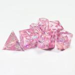 Pink crystal Resin Boarding Dice Set Dragon and Dungeon