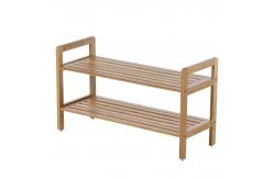 China Fashionable Rectangular 2 Tier Bamboo Shoe Rack Household Essentials supplier