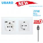 153*82*35mm Electric Wall Socket European Standard Tempered Glass Panel for sale