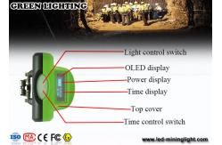 China Green LED Mining Headlamp 6.4 Ah with OLED screen with PP meterial supplier