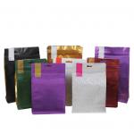 Wholesale Aluminum Foil Tin Tie Flat Block Bottom Coffee Packaging Bag with degassing valve 500g 1kg for sale