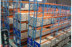 China Depth 500mm-2400mm Selective Pallet Racking Orange Warehouse Racking Solutions supplier