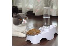 China Plastic Dog Pets Double Cat Food Bowls With Automatic Waterer Bottle supplier