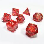 Phantom red resin & foil gold Resin Boarding Dice Set Dragon and Dungeon