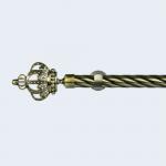 25mm Anti-Brass Aluminum Crown Finial Iron Twisted Pipe Curtain Rod Set With Accessories for sale