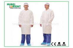 China CE Breathable Tyvek Disposable Lab Coats With Elastic Wrist supplier